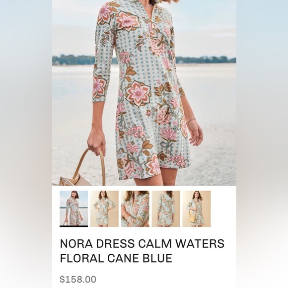 Spartina 449 Nora Dress Calm Waters Floral Cane Blue - Picture 14 of 16